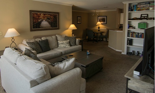 the living room of a sober living home for men in Hoover