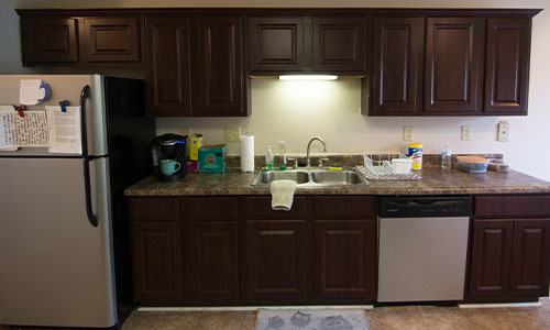 Women's sober living facility kitchen